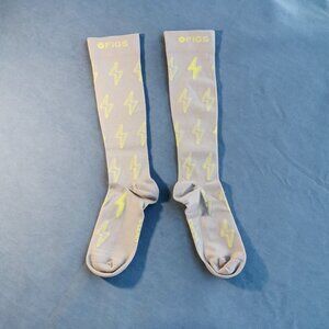 FIGS Lightning Pattern Socks Beige Size S Trendy Comfy Style Essentials